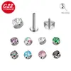 Aretes de aleación de titanio F136 con engaste de tres puntas cilíndrico y zirconia 5A, tachuelas para oreja de aleación de titanio G23, joyería para piercing DIY