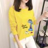 Camiseta Longa Feminina Transfronteiriça Primavera e Outono 2023 Nova Coreana Manga Longa para Estudantes Gola Redonda Estampada Top Camisa Base Tendência