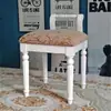 Taburete de tocador estilo americano, estilo europeo, todo madera maciza, taburete de maquillaje, silla para tocador con respaldo, bolsa suave de tela, taburete simple de princesa