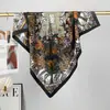 Chal con Estampado Retro de Sarga Tendencia Nicho Elegante para Mujer Bufanda Cuadrada Grande de 90 Transpirable Seda de Alta Gama Decorativa