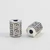 Aleación Plata de Xizang Cuentas de Cubo Plegadas Cuentas Plegadas con Agujero Grande Pulsera DIY Llavero Pulsera de Correa de Cuero con Cuentas