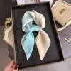 Bufanda de Seda de Moda con Estampado Nebuloso Degradado, Chal de Alta Gama, Bufanda para el Cuello con Protección Solar, Pañuelo Cuadrado Pequeño, Pañuelo para la Cabeza, Bufanda para Mujer