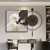 Piedra Llega a Restaurante de la Suerte Pintura Decorativa con Reloj Lujo Ligero Sensación de Gama Alta Pintura de Pared para Comedor Reloj de Pared Simple Transfronterizo