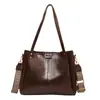 Bolso de mano grande retro europeo y americano para el día a día 2024 nuevo bolso de mano con textura correa de hombro ancha bandolera bolso de hombro