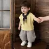 Conjunto para Niños 2026 Verano Nuevo Estilo Chaleco Sencillo Sin Mangas para Niños Pantalones Rayados para Bebé