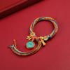 Thangka Xizang pulsera de mano de cuerda de algodón frotada a mano pulsera tejida ojo zachilam Dios de la Riqueza de las cinco direcciones Tara Verde cuentas literarias thangka