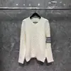 Suéter Tricotado TB Tom Winter Novo Gola V Torcido Masculino e Feminino Moda Casual Versátil Lã Camisa de Manga Longa