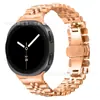 Pulseira de Aço para Samsung Watch8/Classic/9 44/46 Smartwatch com Fivela Borboleta de Cinco Contas