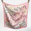 Bufanda Decorativa Cuadrada de Imitación Seda de Alta Gama Estilo Coreano para Mujer, Nueva Moda Primavera y Verano, Versátil de Lujo Ligero, Chal y Bufanda