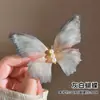 Elegante y etéreo pasador de mariposa transparente para mujer, pinza lateral estilo bosque vintage con perlas, elegante accesorio para el cabello al por mayor