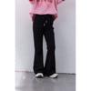 Pantalones acampanados de cintura alta de color sólido para niña Primavera y Otoño 2025 Pantalones deportivos casuales de yoga elásticos y ajustados para niños