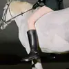Em Estoque~ Botas de Equitação Retrô de Salto Baixo Largas Inverno 2025 Botas da Moda com Zíper de Cano Largo Salto Grosso Botas Longas Botas Femininas