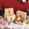 Caja de Regalo Pequeña Floral Navideña Personalizada, Caja de Regalo de Papel Kraft Retro, Caja de Regalo con Atmósfera Festiva