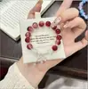 [Primera Nieve de Navidad] Pulsera de Nevadas con Buena Relación Calidad-Precio, Nuevo Estilo de Invierno Pulsera de Pareja con Cuentas de Vidrio Color Borgoña Navidad