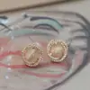 [Colección Privada Lago de la Luna] Hermosos Pendientes de Piedra Ojo de Gato para Mujer, Pinzas para Orejas de Bobina Repelente de Mosquitos de Alta Gama Sin Perforación