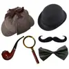 Chapéu de Detetive Sherlock Holmes com Aba Dupla, Lupa, Adereços de Decoração para Cosplay, Conjunto de Pipa - Mais Vendido Internacionalmente