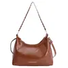 2025 Grande Capacidade para o Dia a Dia Nova Cor Sólida Elegante Corrente Transversal Ombro Bolsa Tote Formato Dumpling para Mulheres