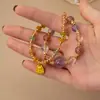 Pulsera con colgante de cuarzo rosa de cristal de colores y diseño de fresa, pulsera para niña de alta gama y lujo, venta al por mayor