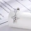 Nuevo Colgante Cruz Serpenteante Micro-Pavimentado de Circonita de Hensen Estilo Dulce y Fresco Aretes de Piercing para Pareja