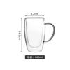 Copo de Vidro de Parede Dupla com Alça Copo de Café Copo de Suco Copo Doméstico de Vidro de Borossilicato Alto Marca de Leite Copo Redondo