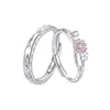 Anillo de Diamante Sakura For You para Pareja para Hombres y Mujeres, Diseño Pequeño Estilo Ins, Flor de Alta Gama con Diamantes, Anillo de Moda y Versátil