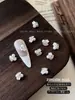 Decoraciones para Uñas White Small Flower Zircon Stacked Rhinestone, Perla 3D Cuadrada de Lujo Ligero Sin Base, Pedrería al por Mayor
