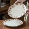 Platos para Cena de Nochevieja, Vajilla Cerámica para el Hogar, Vajilla de Gama Alta, Platos al por Mayor, Platos de Forma Irregular Estilo Occidental, Platos de Presentación Comerciales para Hotel