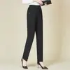 Calças femininas para primavera e outono, cintura alta, plus size, perna reta, adequadas para mulheres de 50 anos, outono e inverno, forradas com fleece, espessadas, para mulheres de meia-idade e idosas