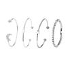 Personalidade da moda Criativa Liga Feminina Diamante Estrela de Cinco Pontas Abertura da Lua Pulseira Pulseira Combinação Conjunto de 4 peças