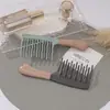 Pente de Duas Fileiras com Dentes Largos para Homens e Mulheres, Pente Nervurado para Massagem do Couro Cabeludo, Pente para Pentear Cabelos, Pente para Cachos e Ondas de Lã
