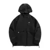 Chaqueta de Montañismo Spring Mountain para Hombre Marca Trendy de Exterior Chaqueta Estilo Vintage Samurai Negro Chaqueta con Capucha