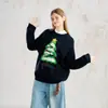 Suéter Bordado Árvore de Natal Peluda Estilo High Street Americano para Homens e Mulheres, Marca Tendência Outono e Inverno Gola Redonda Solto Par de Tricô