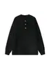 Estilo old money, retro, de alta gama, cuello Henley, sudadera de manga larga, primavera/otoño, relajado, casual, top de punto versátil