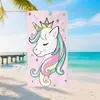 Toalla de Playa de Microfibra Serie Unicornio Linda y Colorida con Impresión Digital de Alta Definición y Toalla de Baño Absorbente para Natación Infantil