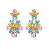 Pendientes de Aro de Semillas Hechos a Mano con Pedrería Tricolor para Pascua Transfronterizos, Pendientes Exagerados de Lujo Ligero Personalizados para Mujer