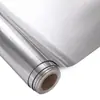 Pegatina de papel de aluminio de aluminio cepillado plateado, película engrosada para gabinetes de cocina, pegatina autoadhesiva impermeable y a prueba de aceite para renovación de refrigeradores de acero inoxidable para uso doméstico