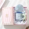 Taza fufu de leche con tapa cuchara taza de café de cerámica de alto valor para niña linda pareja oficina taza de desayuno