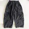 Vale do Vento 2026 Outono Novo Estilo Individual Bonito Crianças Bolso Grande Calça Cargo Meninos Primavera Outono Versátil Calça de Perna Reta