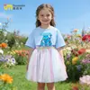 Camiseta linda de manga corta de grupo de chicas Kpop Girls' Falda de malla elegante para niños Falda de verano transpirable Falda de cintura para niños 7