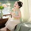 Novo Conjunto de Roupa Estilo Chinês para Meninas Borboleta Estilo Antigo 2026 Novo Modelo de Verão Fantasia de Performance Dia das Crianças Conjunto de Moda Infantil Hanfu Duas Peças