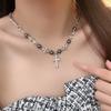 Collar con colgante de cruz de Spice Girl del Milenio, moderno y moderno, estilo punk oscuro para mujer, estilo retro, estilo nicho, dulce y moderno, con cadena de clavícula.