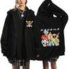 Chaqueta con estampado perimetral de animación de One Piece, unisex, estilo hip-hop, holgada y con capucha, a la moda.