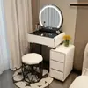 Pequena penteadeira de quarto com armazenamento, moderna e simples, alto valor estético 2024, em estoque, cômoda e penteadeira de madeira integradas