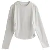 Camiseta Básica para Mujer Principios de Otoño Cuello Redondo Ajustada 2025 Nueva Cintura Blanca Básica Interior Manga Larga