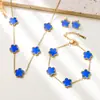 Conjunto de Collar y Pulsera de Trébol de Cinco Hojas Más Vendido Transfronterizo, Joyería de Acero Inoxidable, Versátil y de Moda, Joyería de Acero de Titanio para el Día a Día