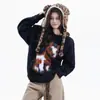 Suéter de Tricô Jacquard Cartoon Pony Estilo Retrô Americano para Homens e Mulheres, Novo Estilo Outono e Inverno, Pulôver Solto e Preguiçoso Estilo High Street