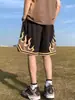 Marca Americana Moderna Estampa de Chamas Shorts de Tela Masculino Finos Secagem Rápida Esportivos Calças de Basquete Roupa Externa Casual Calças de Praia