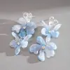 Pendientes Colgantes de Corazón de Resina con Pedrería Cruzada Europeos y Americanos Estilo Dulce Exagerados de Gama Alta para Mujer