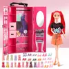 Direto do Fabricante Guarda-Roupa de Vestir Rosa da Barbie para Crianças Vestido de Casamento Casa de Bonecas Brinquedo Conjunto de Presente de Aniversário