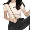 Moda Feminina Coreana 2026 Transfronteiriça Preto e Branco Slim Fit Manga Curta Camiseta com Estampa de Lua para Verão Atacado